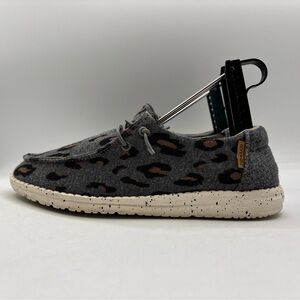 Hey Dude Wendy Charcoal Cheetah Women’s Size 6 121414009 Slip On Casual Comfort